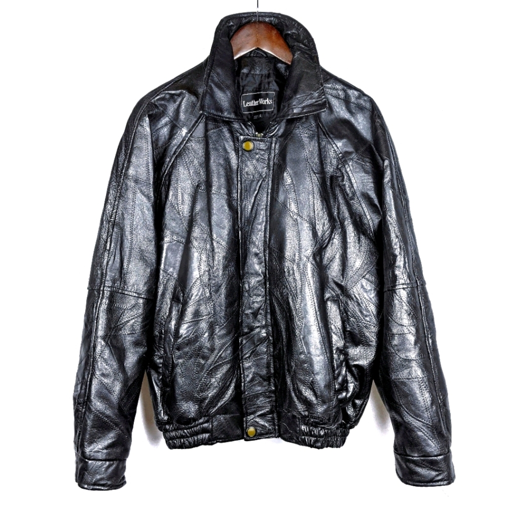 Vintage Patchwork Leather Bomber Jacket - image 1